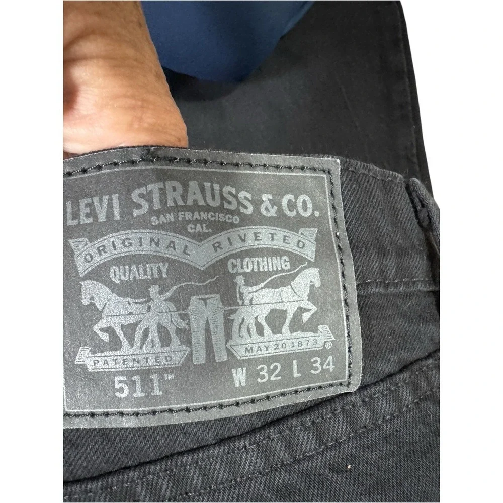Levi's Levis Men 511 Slim Distressed Black Denim Stretch Jeans Mens Size 32 X 34